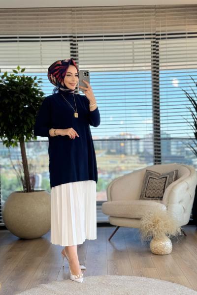 4088 Zerafet Makas Tunik Koyu Lacivert