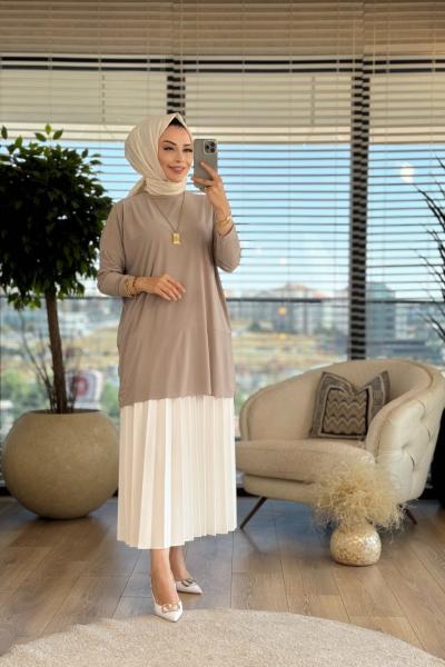 4088 Zerafet Makas Tunik Bej