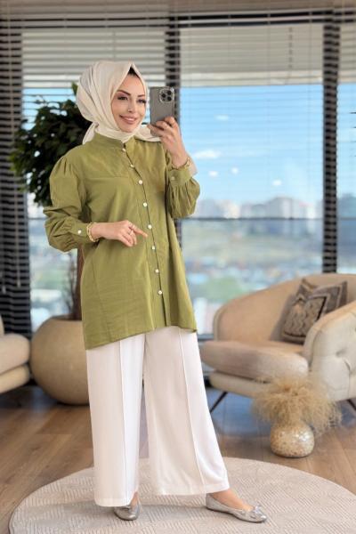 4094 Massi Gömlek Yağ Yeşili