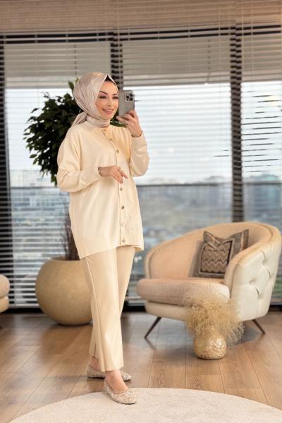 40969 Gold Düğmeli Hırka Taş