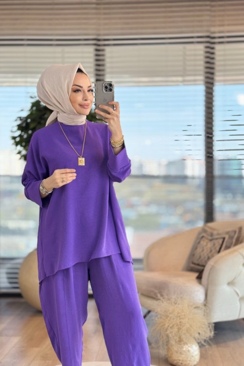 4119 Feriha Takım Mor