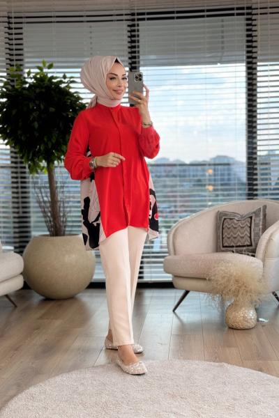 4122 Prenses Tunik Mercan