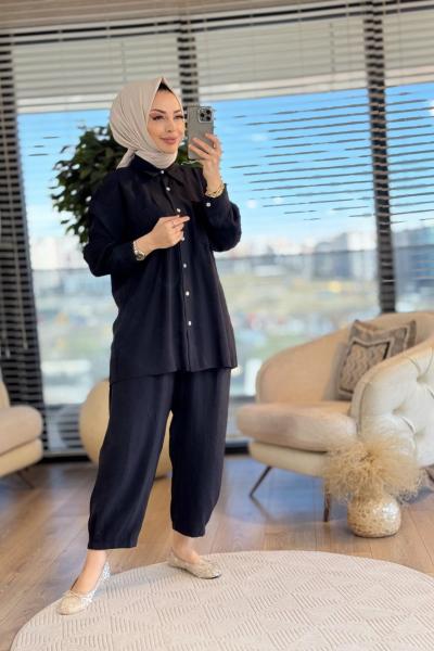 4123 Modal Sedef Takım Siyah
