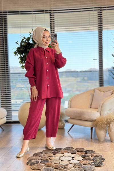 4123 Modal Sedef Takım Bordo