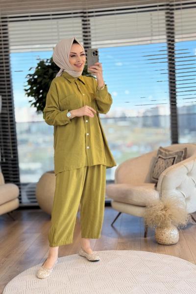 4123 Modal Sedef Takım Yağ Yeşili