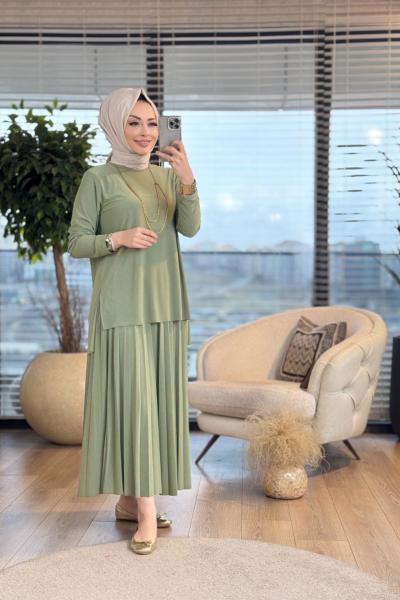 4125 Sandy Piliseli Etekli Takım Çağla