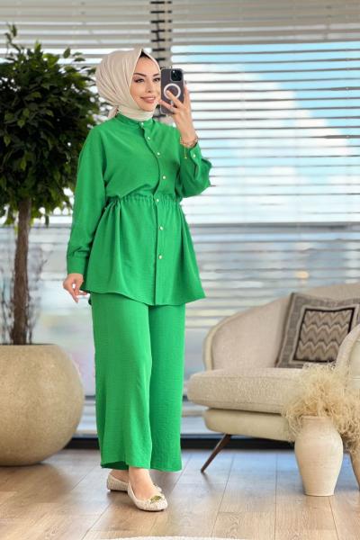 4130 Liza Pantolonlu Takım Yeşil