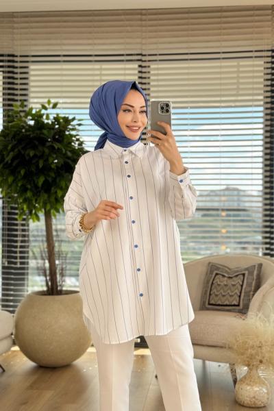 4132 Heybeli Tunik İndigo