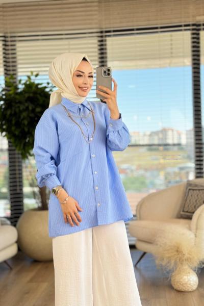 4133 Melisa Gömlek Mavi