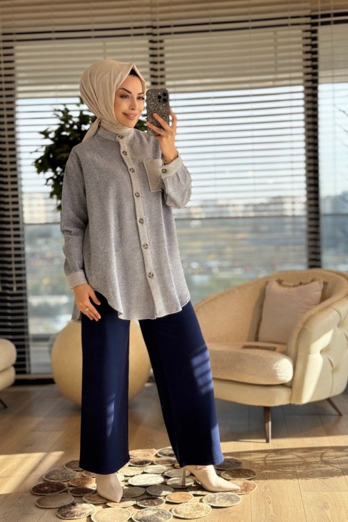 4136 Milla Çizgili Gömlek İndigo