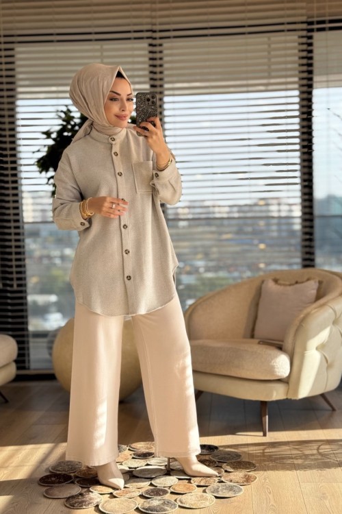 4136 Milla Çizgili Gömlek Gri