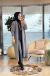 4142 Saçak Uzun Hırka Antrasit