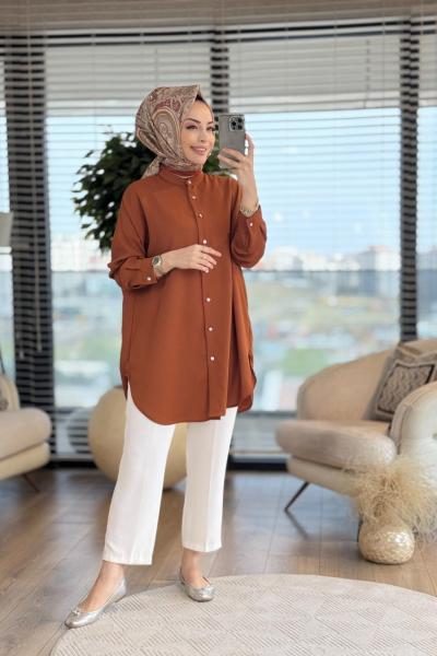 4148 Life Kendinden Jakarlı Gömlek Kahve