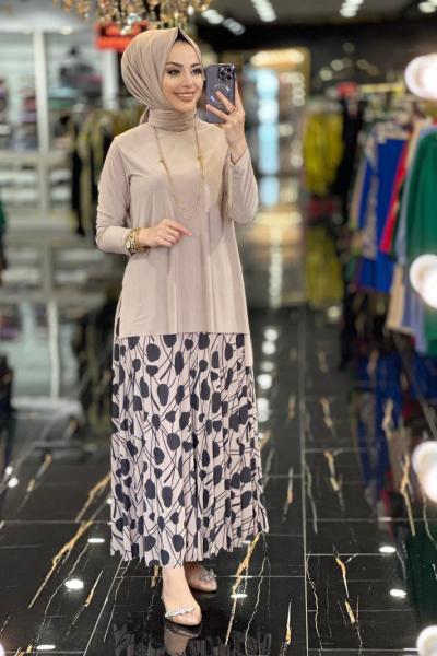 4181 Mix Etekli Sandy Takım Bej