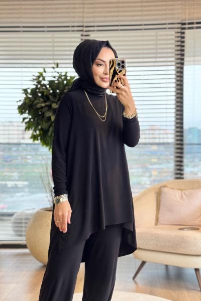 4197 Tokyo Şalvar Takım Siyah