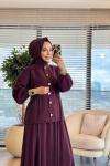 4301 Yanları Lastik Büzgülü Etekli Modal Takım Bordo