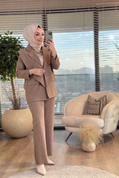 4321 Üst Geniş Yaka Parçalı Takım Haki