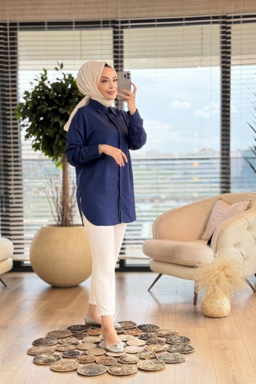4369 Tencel Gömlek Lacivert