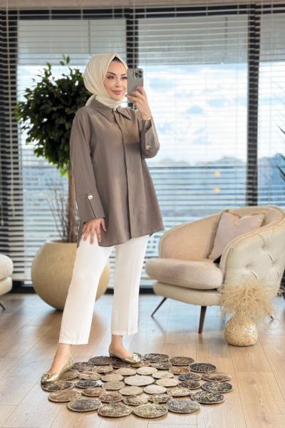 4375 Kalın Manşetli Gömlek Haki