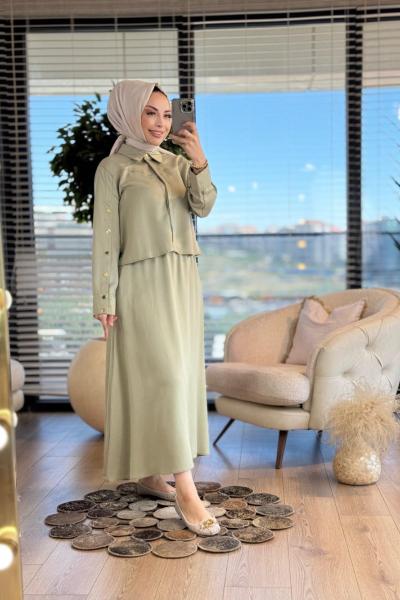 4395 Kol Ve Arka Çıtçıtlı Takım Yeşil