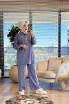 4415 Bebe Yaka Patı Metal Düğmeli Takım İndigo