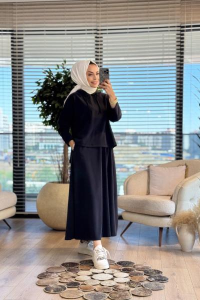 4425 Oysho Kapşonlu Etekli Takım Siyah
