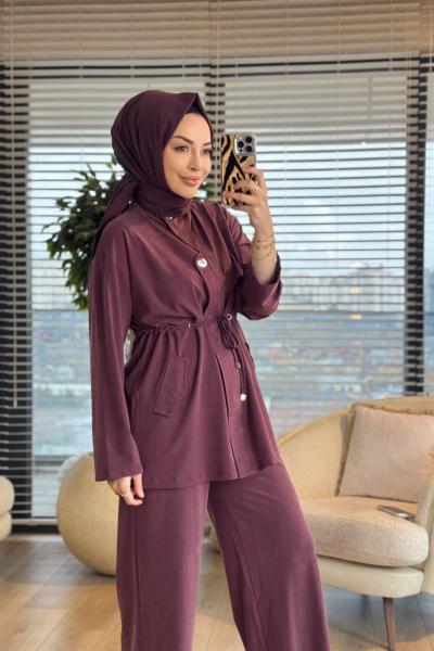 4447 Oysho Fermuar Üstü Kapaklı Takım Bordo