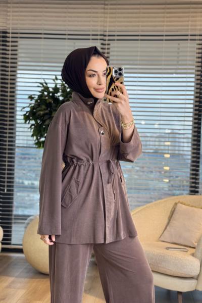 4447 Oysho Fermuar Üstü Kapaklı Takım Kahve