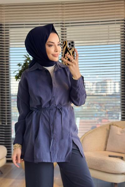 4451 Önü Spor Dikişli Gömlek Lacivert