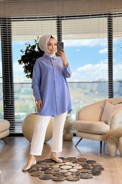 4460 Adin Gömlek Bebe Mavi