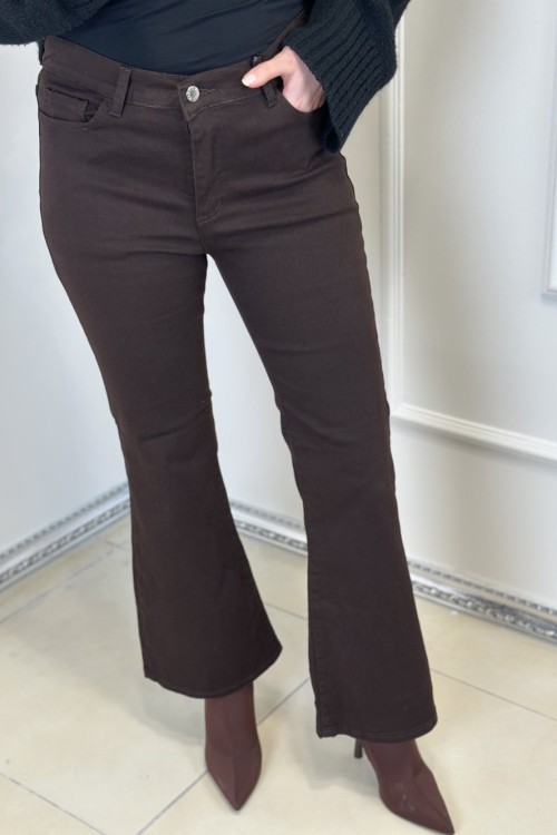 4609 İspanyol Paça Kot Pantolon Kahve