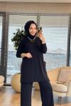 5015 Yanları Cepli Sandy Takım Siyah