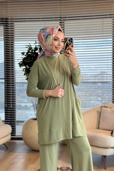 5015 Yanları Cepli Sandy Takım Çağla