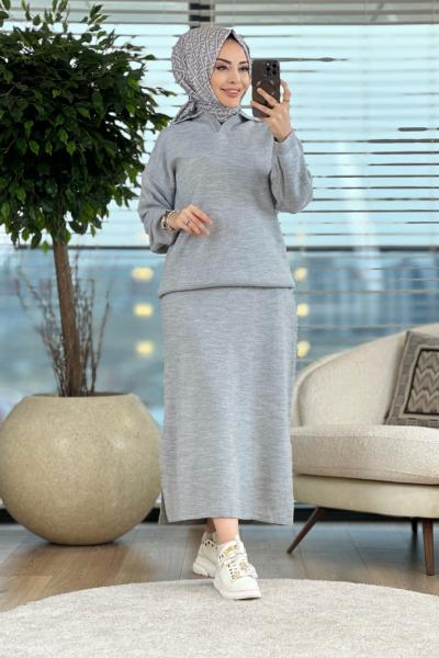 5025 Triko Etekli Takım Gri