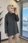 5046 Simli Kolu Katlamalı Triko Tunik Haki