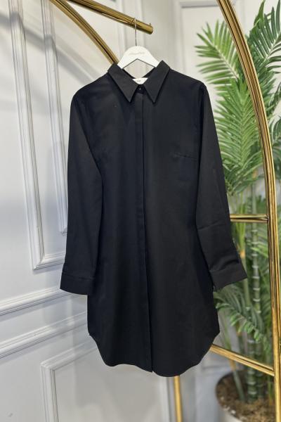 51007K Gizli Patlı Tunik Gömlek Siyah