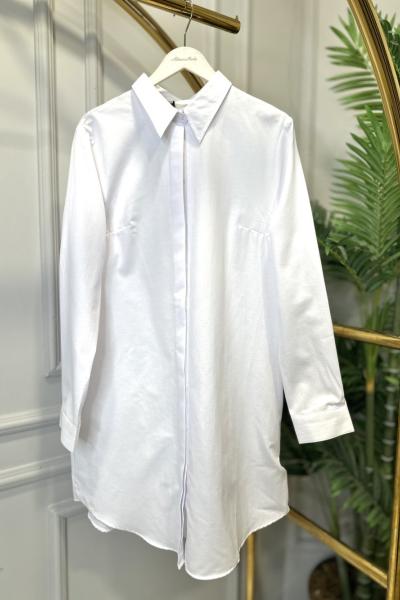 51007K Gizli Patlı Tunik Gömlek Beyaz