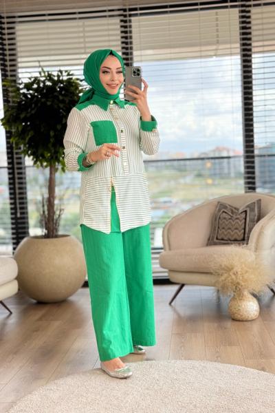 51223 Önü Fermuar Ve Çizgi Detaylı Tunik Benetton