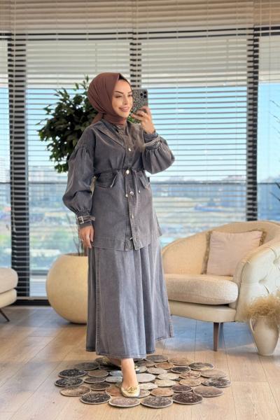 512540 Ön V Parçalı Etekli Takım Siyah