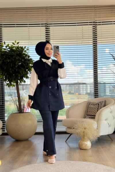 51265 Yelekli Üçlü Takım Lacivert