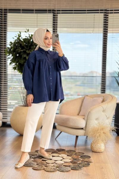 5141 Roba Nervür Dikişli Gömlek Lacivert