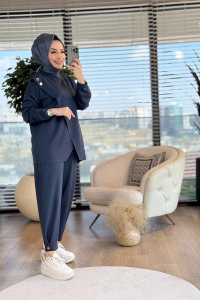 5352 Düğme Detaylı Takım Antrasit