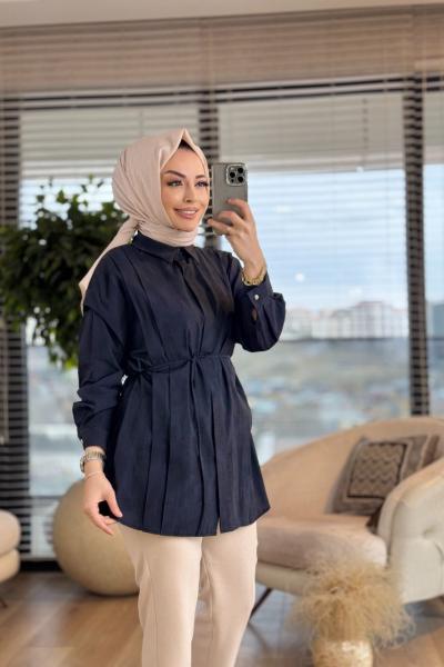 540 Batik Desen Ön Pileli Tunik Siyah