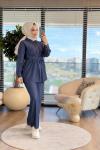 5413 Tencel Önden Düğmeli Takım Mavi