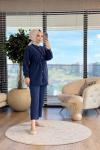 5413 Tencel Önden Düğmeli Takım Lacivert