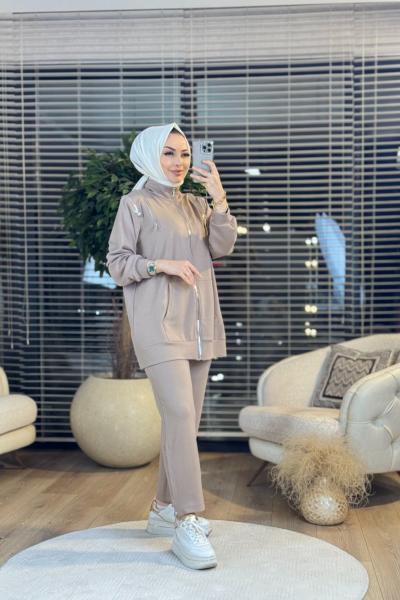 5573 Ön Ve Omuz Fermuarlı Takım Vizon