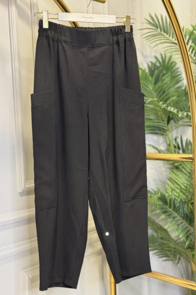 5587 Kanguru Cepli Kanvas Pantolon Siyah