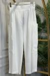 5587 Kanguru Cepli Kanvas Pantolon Beyaz