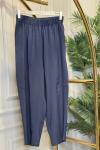 5596 Keten Dikiş Detaylı Parçalı Pantolon Lacivert