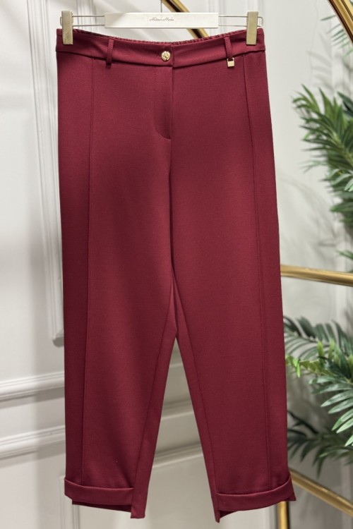 5601 Newyork Duble Paça Pantolon Bordo